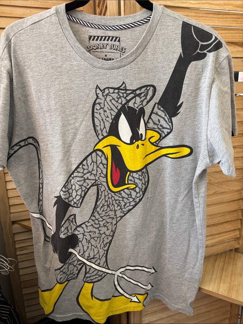 Warner Bros. Grey Looney Tunes Graphic Tee with Yellow Accent Large